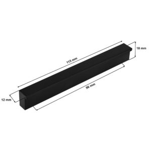 Uchwyt meblowy P96 96mm czarny mat - wymiary