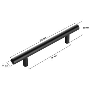 Uchwyt meblowy reling 96mm czarny mat - wymiary