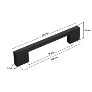 Uchwyt meblowy UL 96/128mm czarny - wymiary